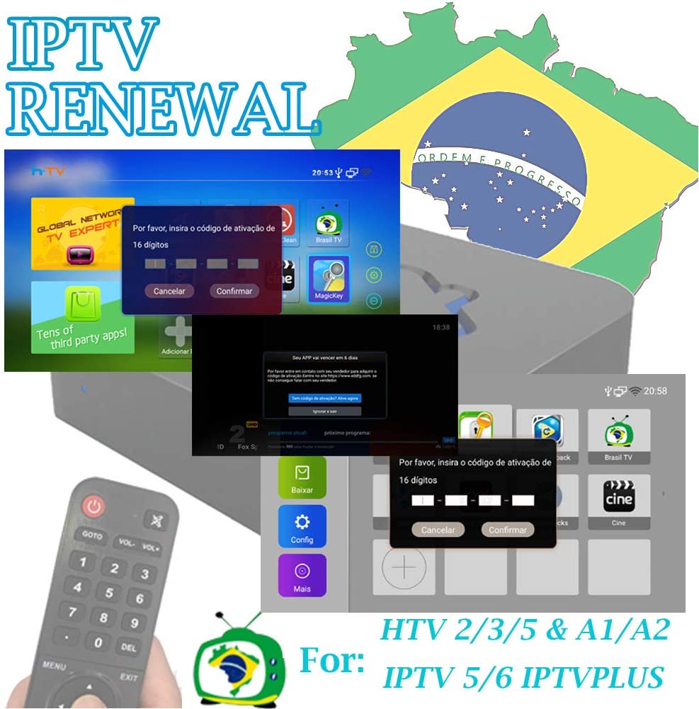 IPTV Brazil TV Box Renew Code Activation Code for A1/A2/A3 HTV 6 5 IPTV 5 6 Subscription 16-Digit Renew Code One Year TV Box Brazil Code for 365 Days