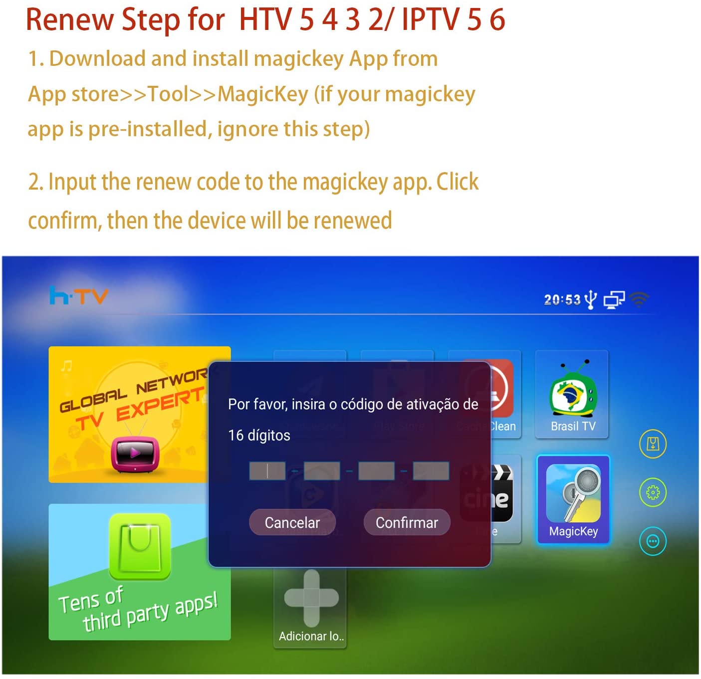 IPTV Brazil TV Box Renew Code Activation Code for A1/A2/A3 HTV 6 5 IPTV 5 6 Subscription 16-Digit Renew Code One Year TV Box Brazil Code for 365 Days