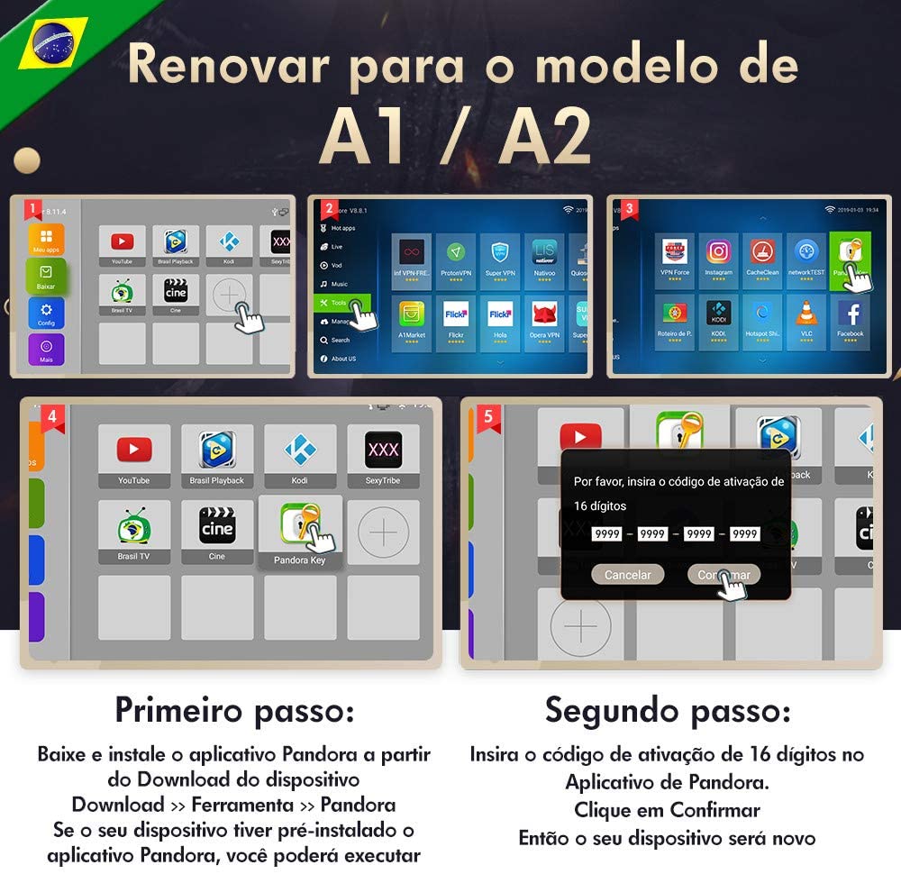 A3 IPTV6 IPTV 6 Brazil Brasil TV Box Renewal Code Activation Code IPTV 5 6 Subscription 16-Digit Renew Code for One Year