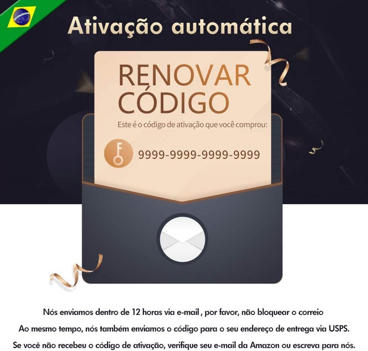 A3 IPTV6 IPTV 6 Brazil Brasil TV Box Renewal Code Activation Code IPTV 5 6 Subscription 16-Digit Renew Code for One Year